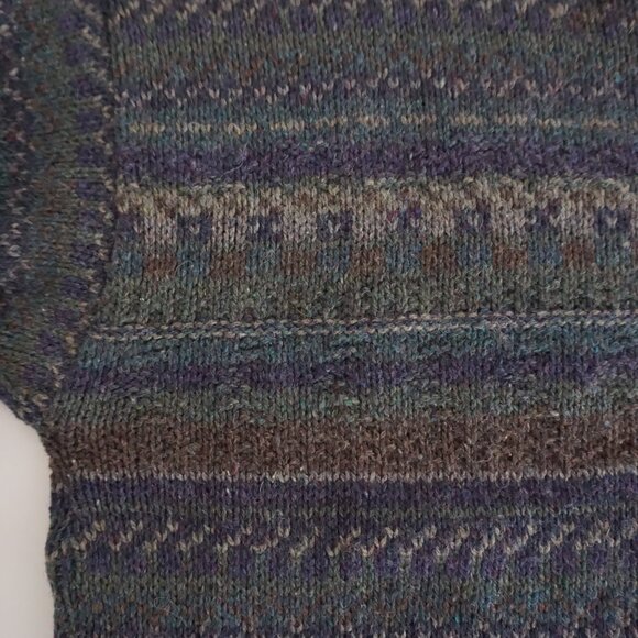 Vintage Eddie Bauer Wool Sweater Blue Green Brown Fair Isle Knit 90s Crewneck M - Picture 8 of 11